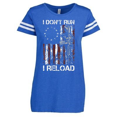 I Dont Run I Reload Gun American Flag Patriots Enza Ladies Jersey Football T-Shirt