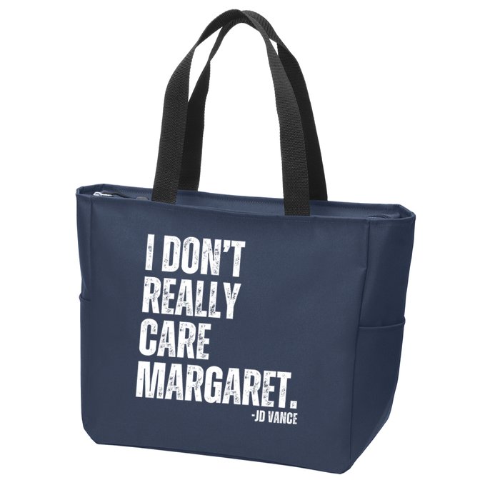 I Don’T Really Care Margaret Jd Vance Funny Minimalist Zip Tote Bag