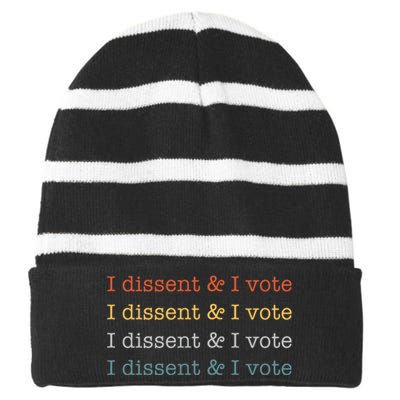 I Dissent Rbg Ruth Bader Ginsburg Feminist Striped Beanie with Solid Band