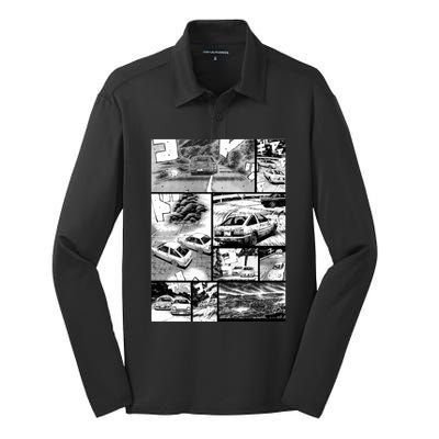 Initial D Racing Manga Wall Design (Version 2) Silk Touch Performance Long Sleeve Polo