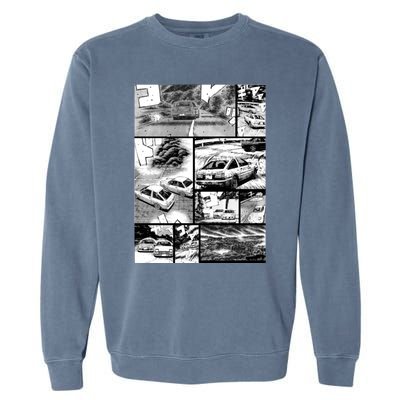 Initial D Racing Manga Wall Design (Version 2) Garment-Dyed Sweatshirt