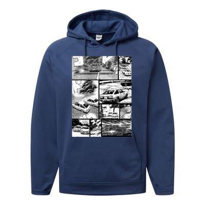 Initial D Racing Manga Wall Design (Version 2) Performance Fleece Hoodie