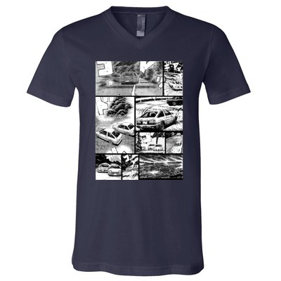 Initial D Racing Manga Wall Design (Version 2) V-Neck T-Shirt