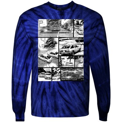 Initial D Racing Manga Wall Design (Version 2) Tie-Dye Long Sleeve Shirt