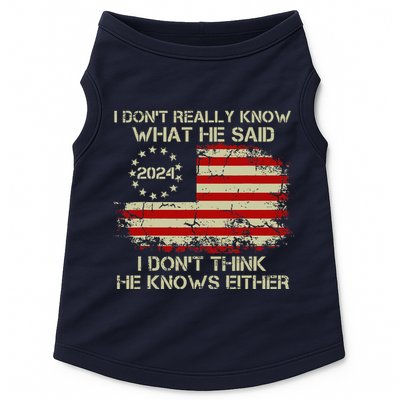 I DonT Really Know What He Said Funny Pro Voting Trump Doggie Tank