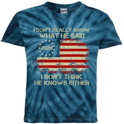 I DonT Really Know What He Said Funny Pro Voting Trump Kids Tie-Dye T-Shirt