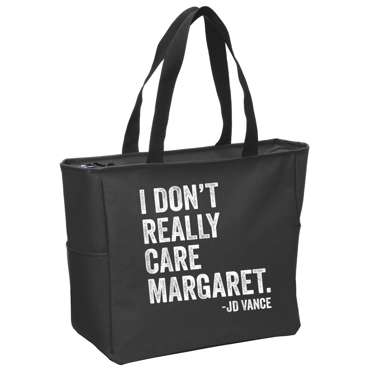 I Don’T Really Care Margaret Jd Vance Funny Minimalist Zip Tote Bag