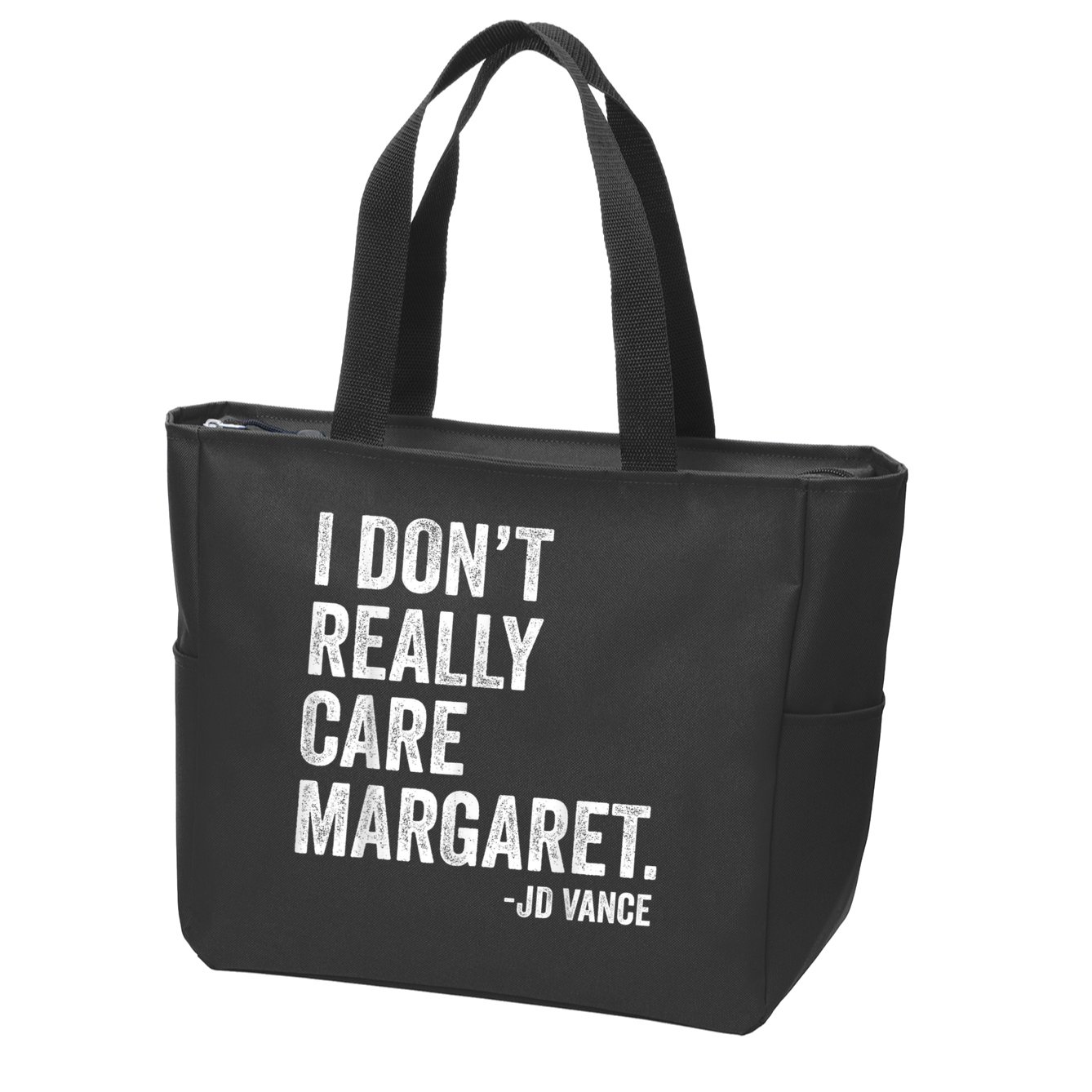 I Don’T Really Care Margaret Jd Vance Funny Minimalist Zip Tote Bag