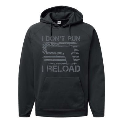 I Don't Run I Reload Pro Guns USA Flag Pistol Funny Gun Performance Fleece Hoodie