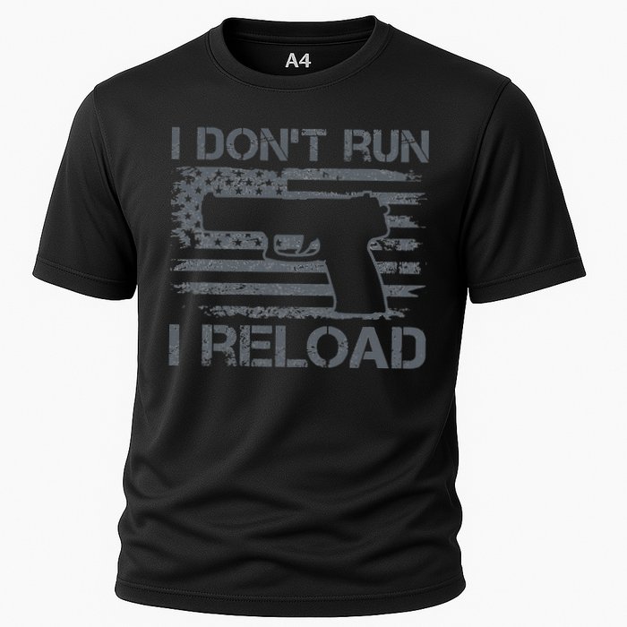 I Don't Run I Reload Pro Guns USA Flag Pistol Funny Gun Cooling Performance Crew T-Shirt