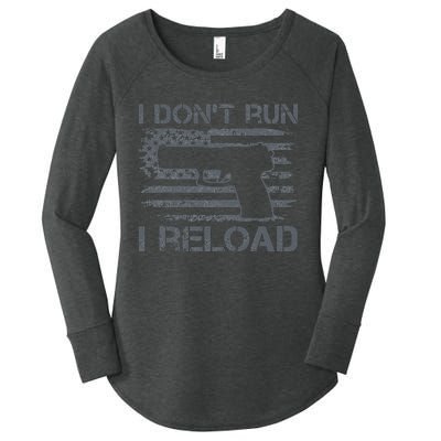 I Don't Run I Reload Pro Guns USA Flag Pistol Funny Gun Women's Perfect Tri Tunic Long Sleeve Shirt