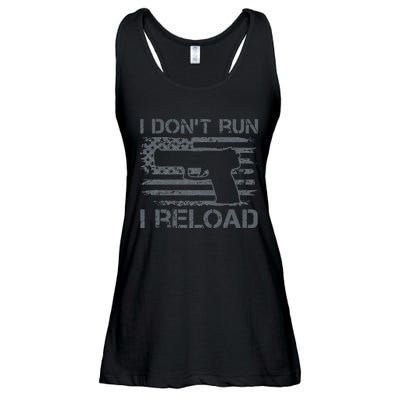 I Don't Run I Reload Pro Guns USA Flag Pistol Funny Gun Ladies Essential Flowy Tank