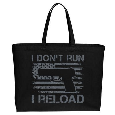 I Don't Run I Reload Pro Guns USA Flag Pistol Funny Gun Cotton Canvas Jumbo Tote