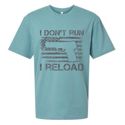 I Don't Run I Reload Pro Guns USA Flag Pistol Funny Gun Sueded Cloud Jersey T-Shirt