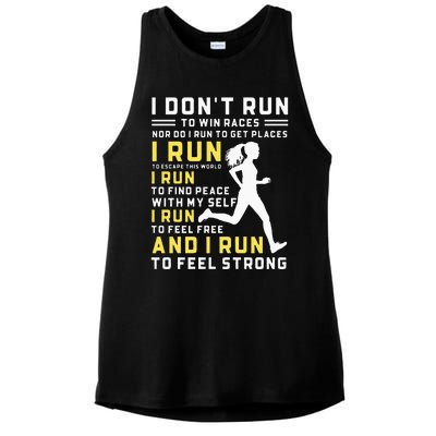 I Dont Run To Win Races Funny Running Women Runners Ladies PosiCharge Tri-Blend Wicking Tank