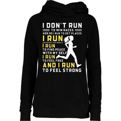 I Dont Run To Win Races Funny Running Women Runners Womens Funnel Neck Pullover Hood