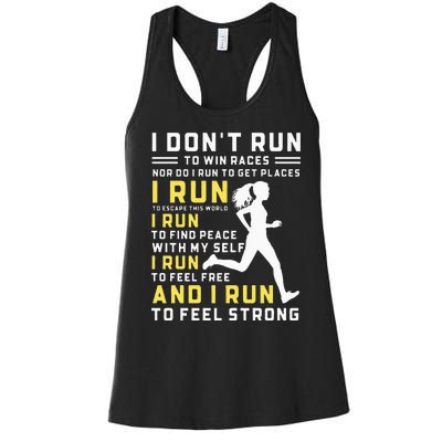 I Dont Run To Win Races Funny Running Women Runners Women's Racerback Tank