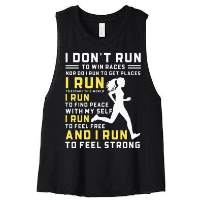 I Dont Run To Win Races Funny Running Women Runners Women's Racerback Cropped Tank