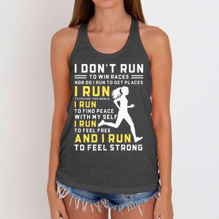 I Dont Run To Win Races Funny Running Women Runners Women's Knotted Racerback Tank