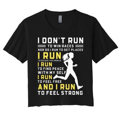 I Dont Run To Win Races Funny Running Women Runners Women's Crop Top Tee