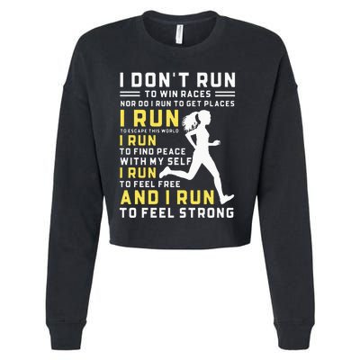 I Dont Run To Win Races Funny Running Women Runners Cropped Pullover Crew