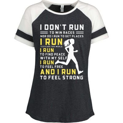 I Dont Run To Win Races Funny Running Women Runners Enza Ladies Jersey Colorblock Tee