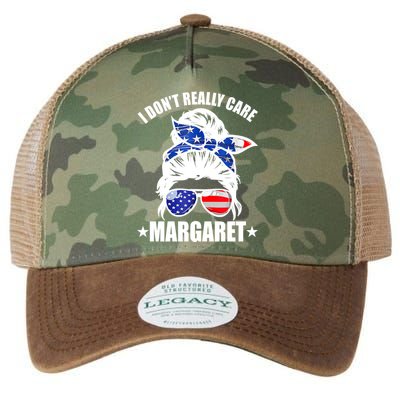 I Dont Really Care Margaret Minimalist Jd Vance Messy Bun White Legacy Tie Dye Trucker Hat