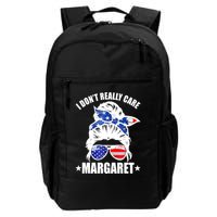 I Dont Really Care Margaret Minimalist Jd Vance Messy Bun White Backpack