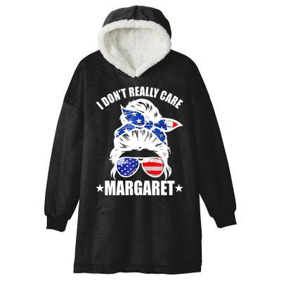I Dont Really Care Margaret Minimalist Jd Vance Messy Bun White Hooded Wearable Blanket