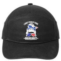 I Dont Really Care Margaret Minimalist Jd Vance Messy Bun White 7-Panel Snapback Hat