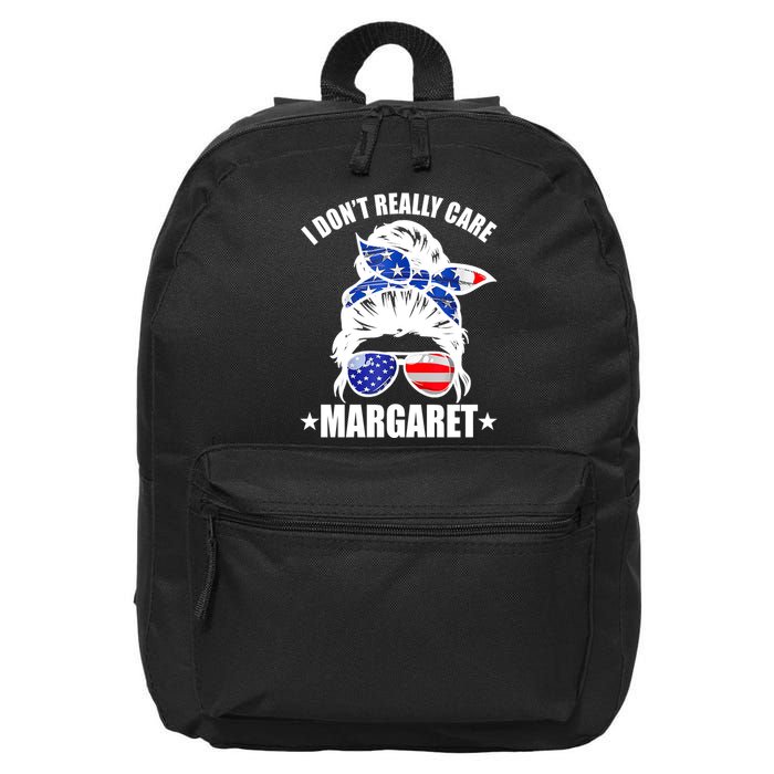 I Dont Really Care Margaret Minimalist Jd Vance Messy Bun White 16 in Basic Backpack