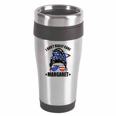 I Dont Really Care Margaret Minimalist Jd Vance Messy Bun White 16oz Travel Tumbler