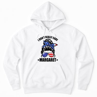 I Dont Really Care Margaret Minimalist Jd Vance Messy Bun White Hoodie