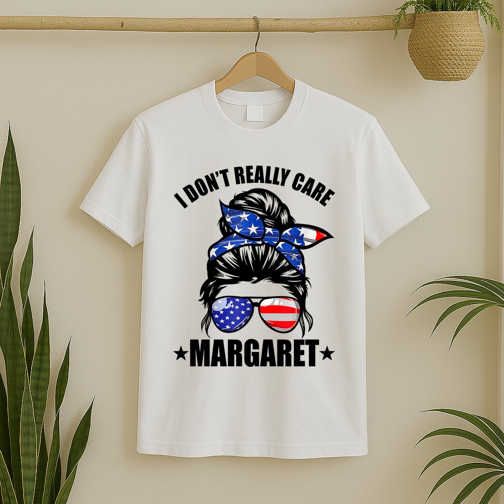 I Dont Really Care Margaret Minimalist Jd Vance Messy Bun White T-Shirt