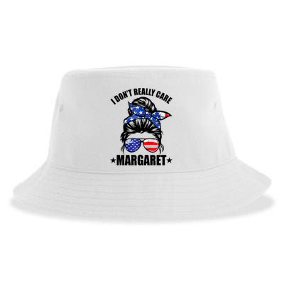 I Dont Really Care Margaret Minimalist Jd Vance Messy Bun White Sustainable Bucket Hat