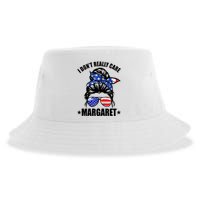 I Dont Really Care Margaret Minimalist Jd Vance Messy Bun White Sustainable Bucket Hat