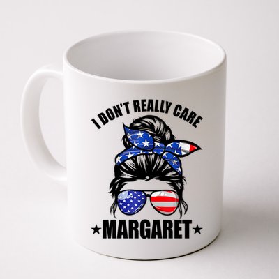 I Dont Really Care Margaret Minimalist Jd Vance Messy Bun White Mug