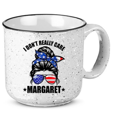 I Dont Really Care Margaret Minimalist Jd Vance Messy Bun White 15oz Campfire Ceramic Mug