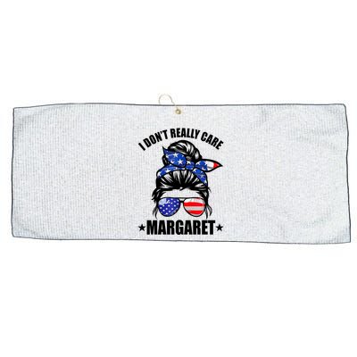 I Dont Really Care Margaret Minimalist Jd Vance Messy Bun White Large Microfiber Waffle Golf Towel