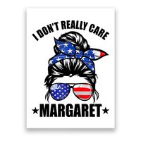 I Dont Really Care Margaret Minimalist Jd Vance Messy Bun White Poster