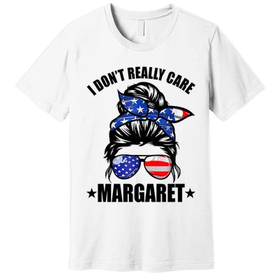 I Dont Really Care Margaret Minimalist Jd Vance Messy Bun White Premium T-Shirt