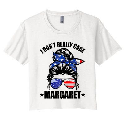 I Dont Really Care Margaret Minimalist Jd Vance Messy Bun White Crop Top