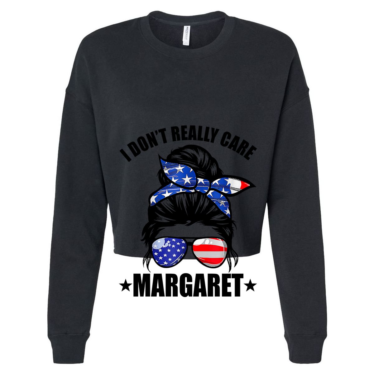I Dont Really Care Margaret Minimalist Jd Vance Messy Bun White Women's Crop Top Tee