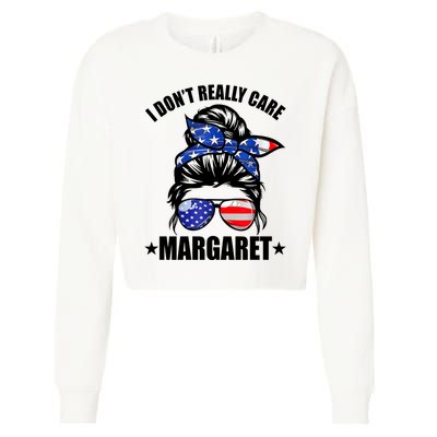 I Dont Really Care Margaret Minimalist Jd Vance Messy Bun White Cropped Pullover Crew