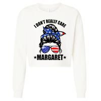 I Dont Really Care Margaret Minimalist Jd Vance Messy Bun White Cropped Pullover Crew