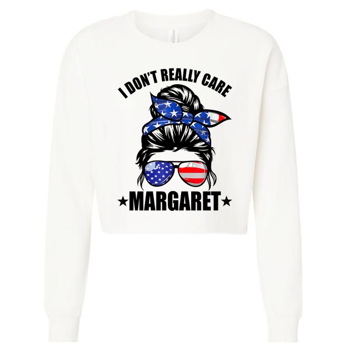 I Dont Really Care Margaret Minimalist Jd Vance Messy Bun White Cropped Pullover Crew