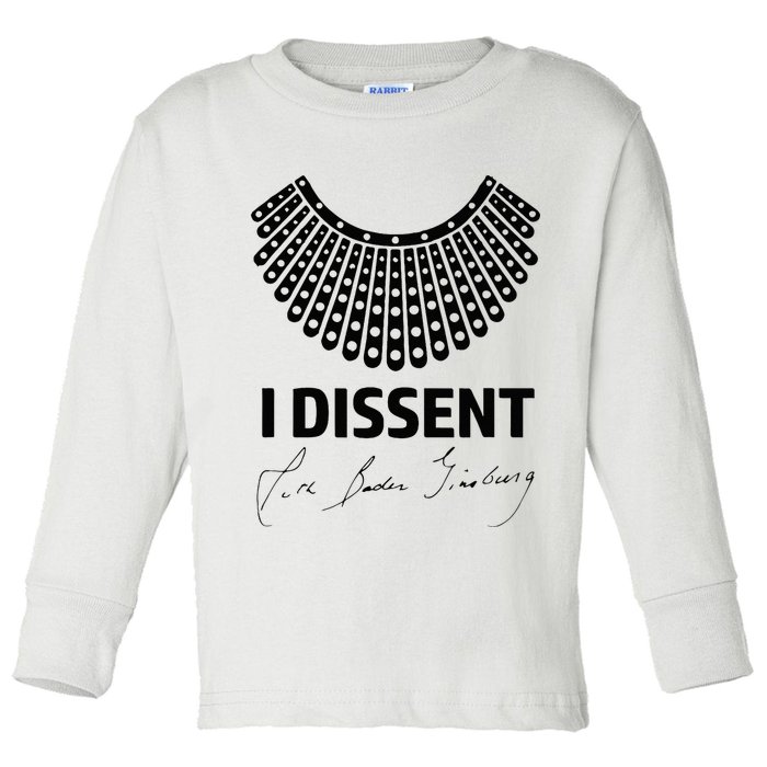 I Dissent Rbg Ruth Bader Ginsburg Rights Equality Toddler Long Sleeve Shirt