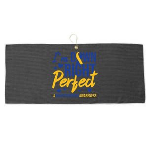 I'm Down Right Perfect Quote Down Syndrome Awareness Ribbon Large Microfiber Waffle Golf Towel