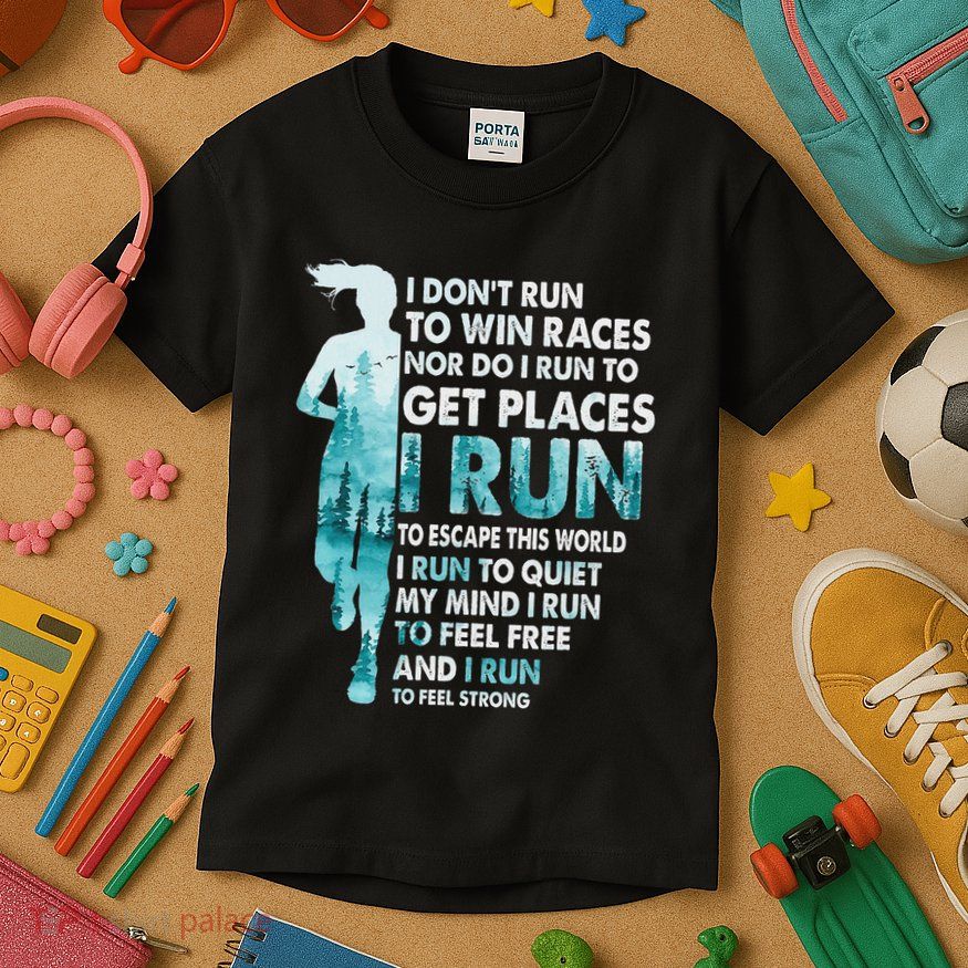 I DonT Run To Win Races I Run To Escape This World Running Kids T-Shirt