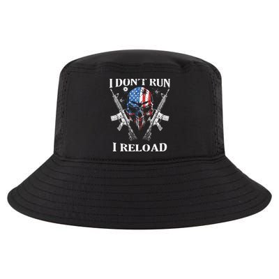 I don't Run I Reload Gun Rights AR 15 Skull American Flag Cool Comfort Performance Bucket Hat